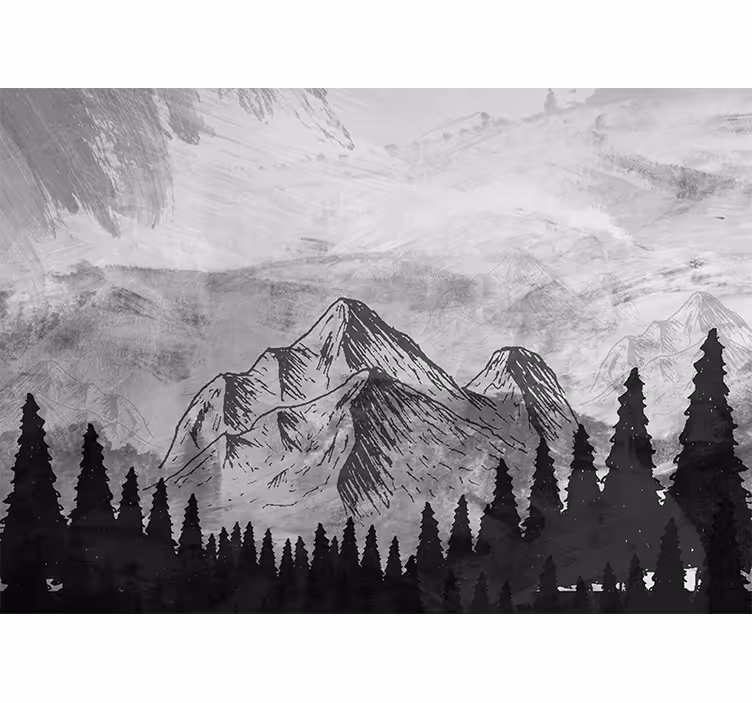 Zidni mural crne planine u skandinavskom stilu - TenStickers