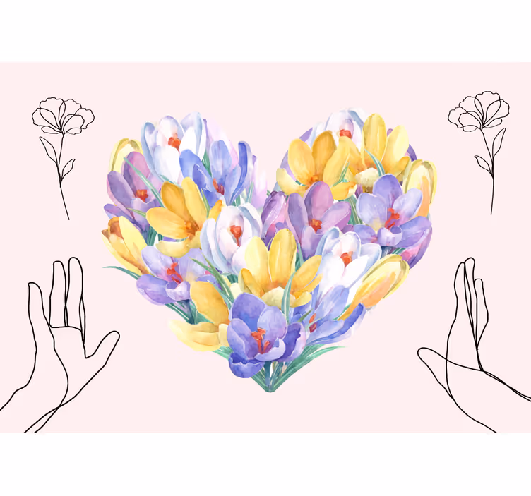 Crocus cvijet heart design zidni mural - TenStickers