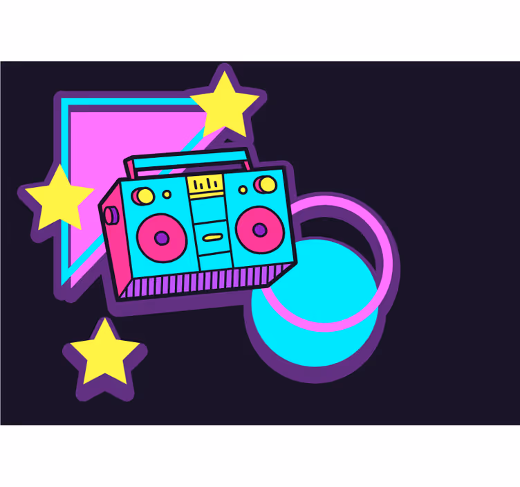 Foto tapete glazbene tematike retro boombox elementi - TenStickers