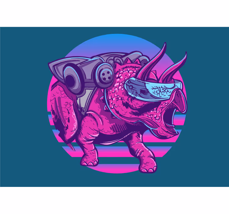 Zidni freske futuristički triceratops - TenStickers