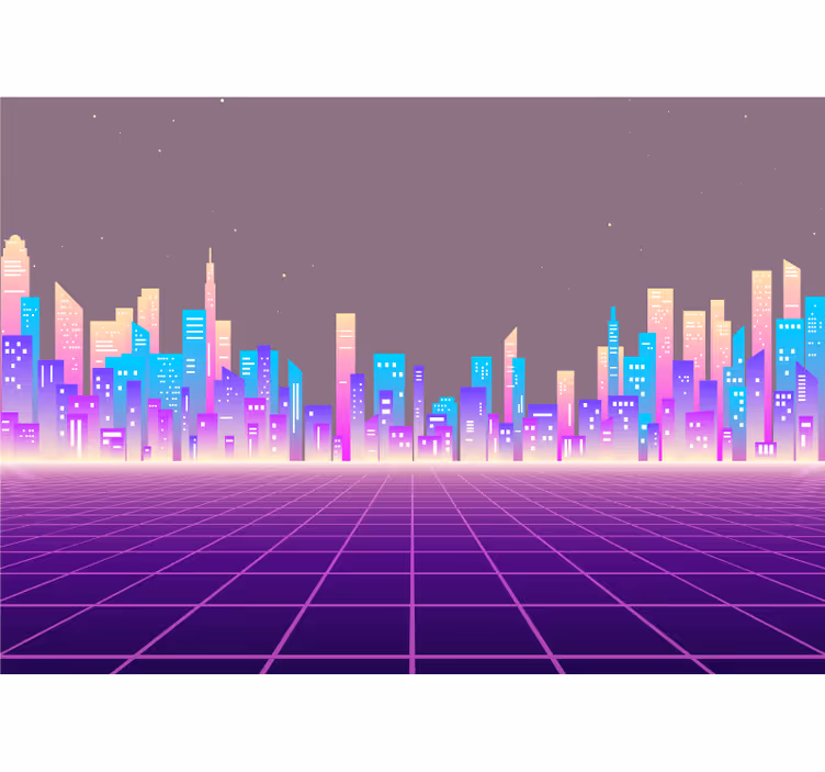 Zidne slike i zidne freske futuristički gradski horizont - TenStickers
