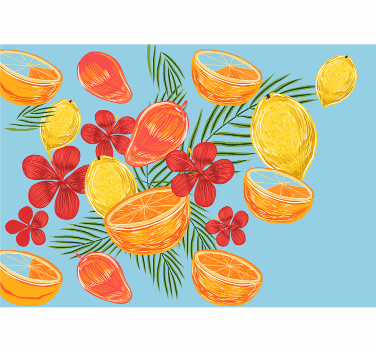 Pastelni limuni voće dizajn kuhinjski zidni mural - TenStickers