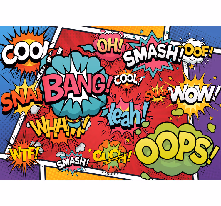 Zidni murali urbane umjetnosti s komičnim zvučnim efektima - TenStickers