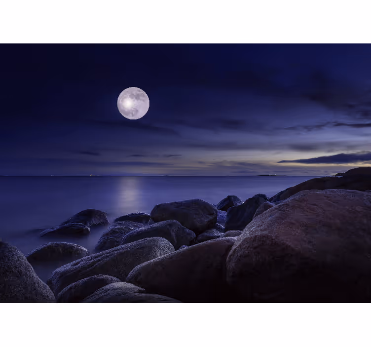 Foto tapete nebo lunar illuminirani morski pejzaž - TenStickers