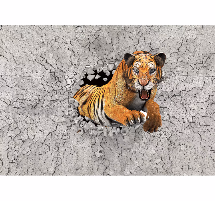 čvrsta 3d slika tigra na zidu - TenStickers