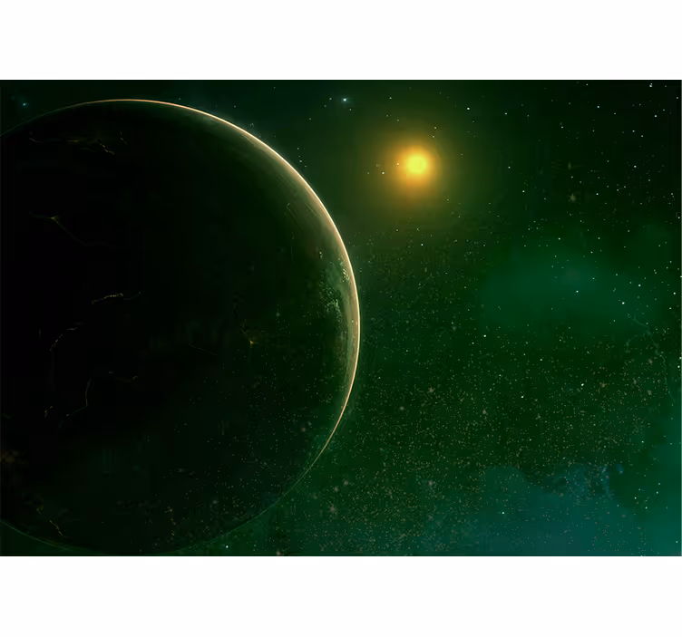 Zeleni planet satelitski svemirski zidni zid - TenStickers