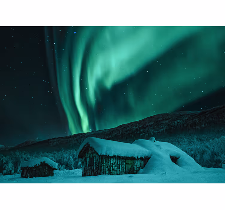 Foto tapete planinski snježni pejzaž aurora - TenStickers