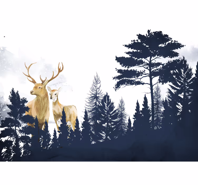 Foto tapete šumski veličanstveni par jelena - TenStickers