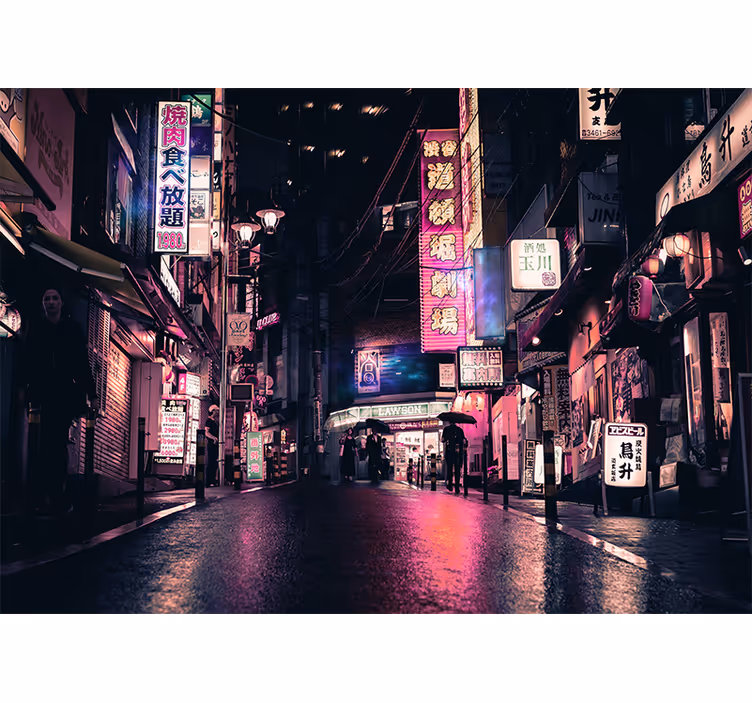 Zidne slike i zidne freske neon ulična scena - TenStickers
