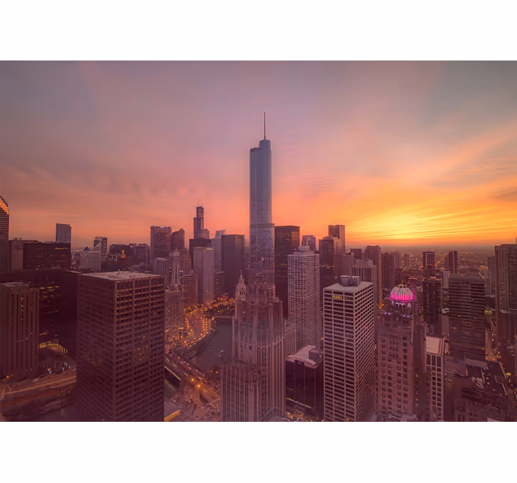 Zidne slike i zidne freske zalazak sunca u chicagu - TenStickers