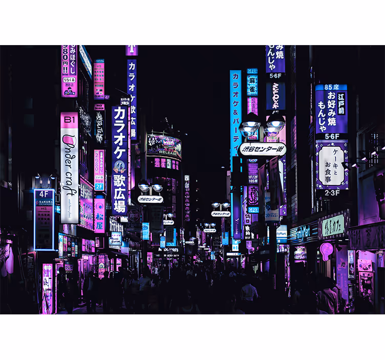 Zidne slike i zidne freske neon tokio u noći - TenStickers