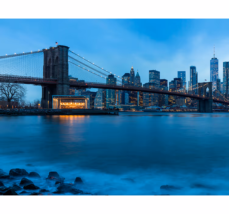 New york zidne pozadine noćni pejzaž brooklynskog mosta - TenStickers