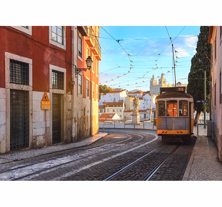 Zidne slike i zidne freske tramvajska ulična scena - TenStickers