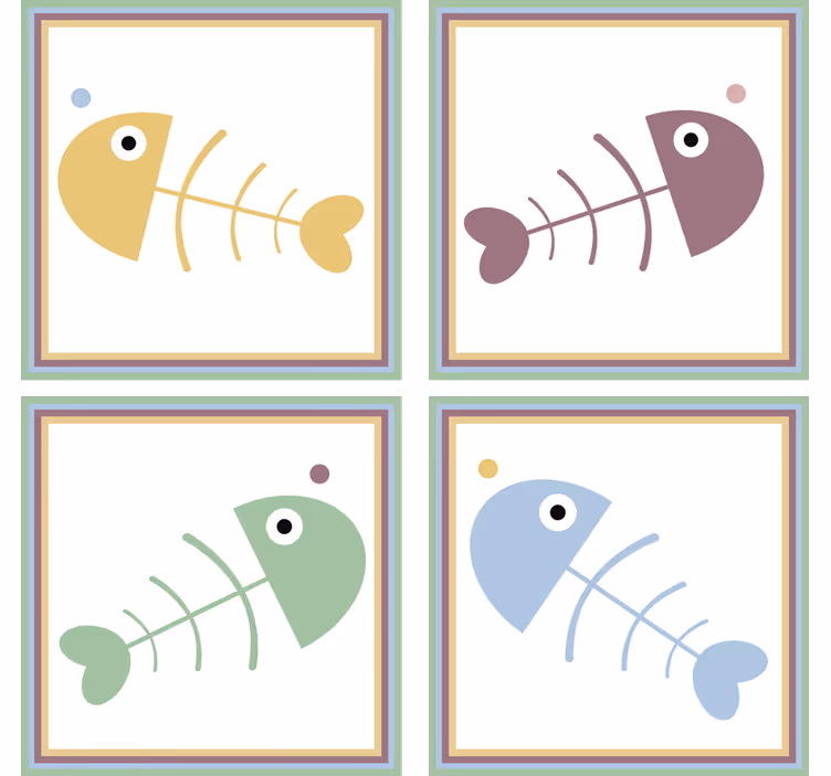 Podmetač za čaše Šareni kosturi riba - TenStickers