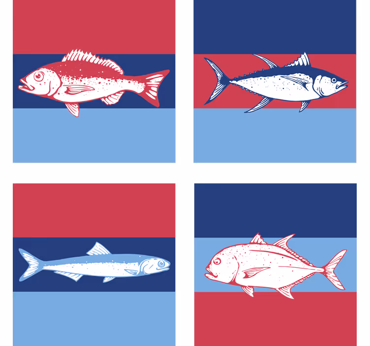 Podmetač za čaše stilizirane ilustracije riba - TenStickers