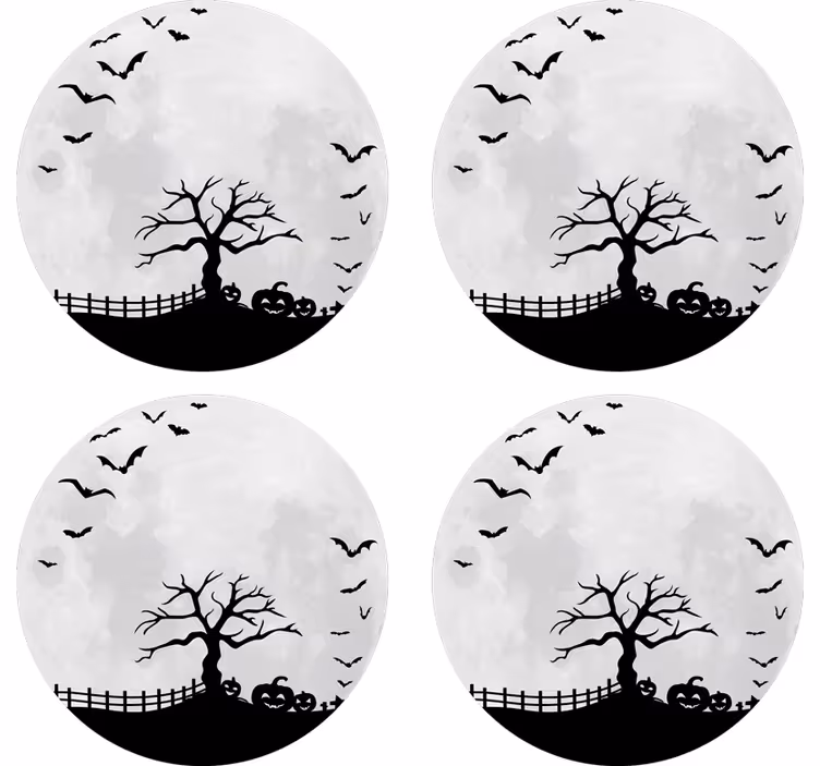 Podmetač za noć vještica silueta strašnog drveta - TenStickers