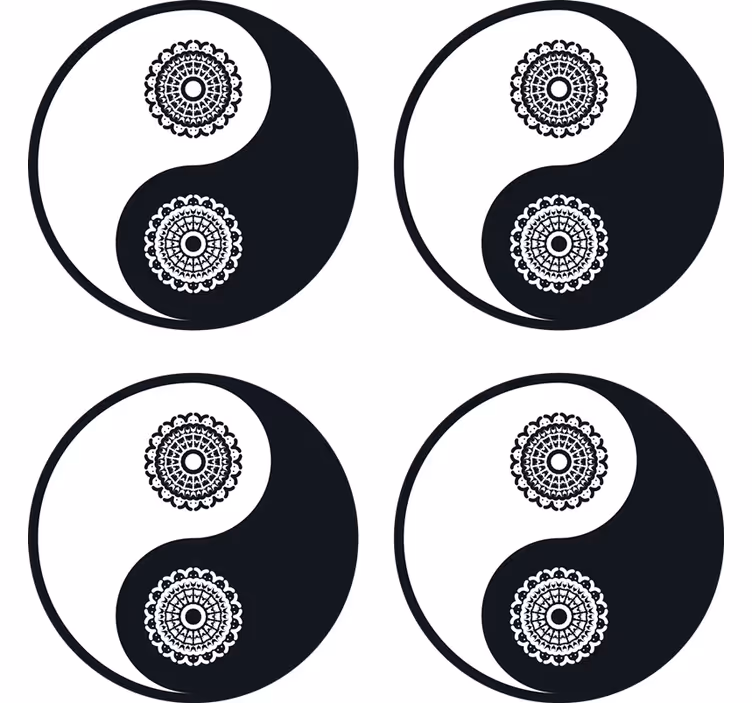 Podmetač za čaše nakaza s yin yang mandalnim uzorcima - TenStickers