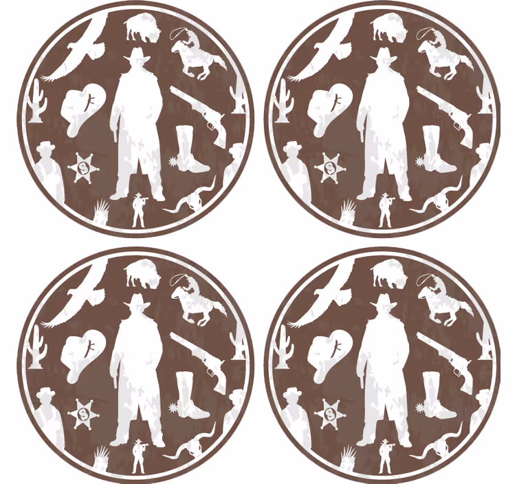 Podmetač za čaše berba u western kaubojskom stilu - TenStickers
