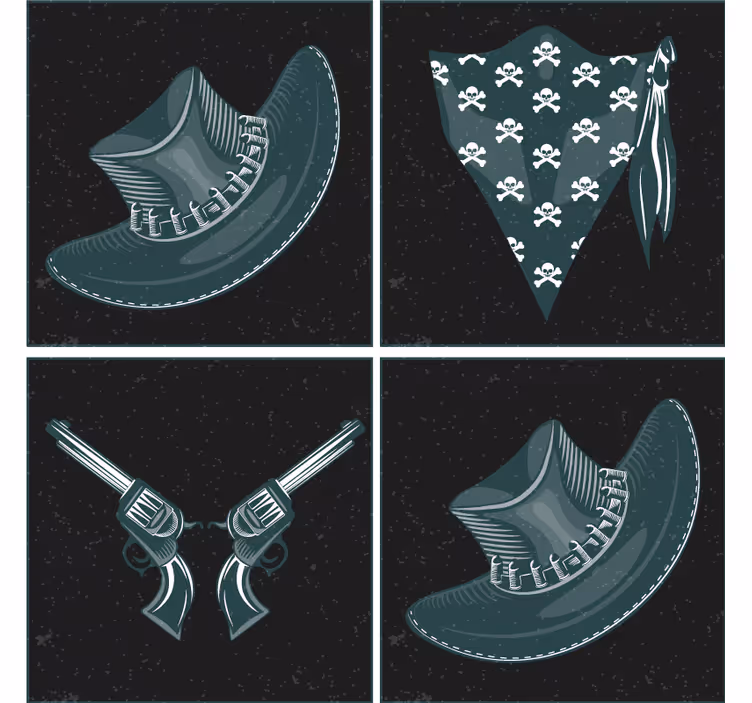 Kaubojski šešir, jato i revolver podmornica - TenStickers