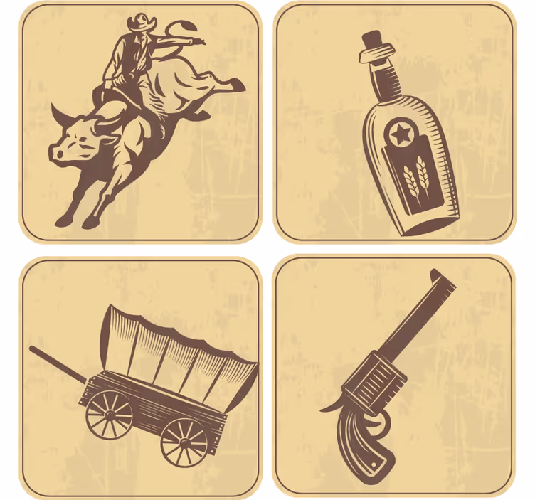 Podmetač za čaše berba rodeo cowboy umjetnost - TenStickers
