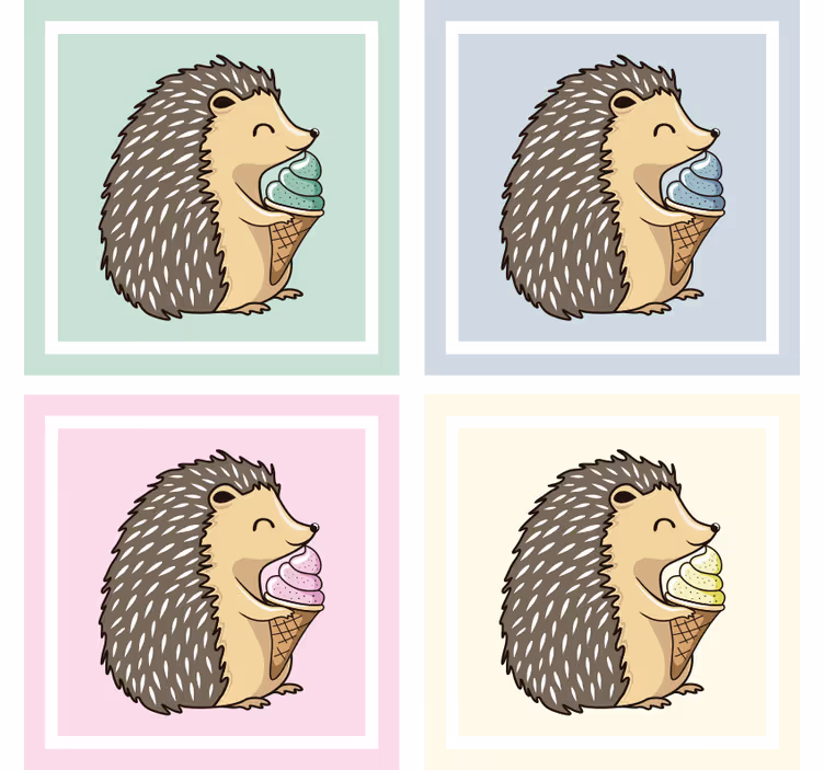 Podmetač za čaše nakaza jež uživa u sladoledu - TenStickers