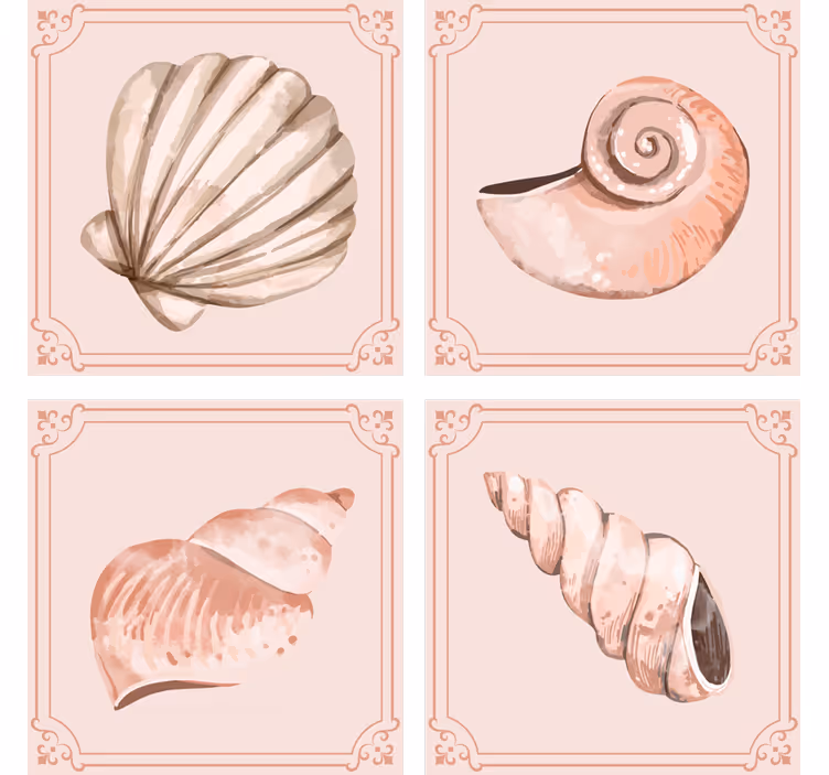 Podmetač za čaše berba s elegantnim ilustracijama školjki - TenStickers