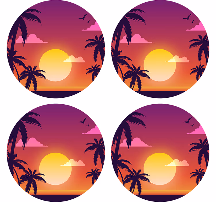 Podmetač za čaše nakaza s motivom tropskog zalaska sunca - TenStickers