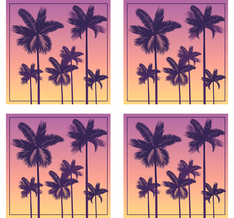 Zalazak sunca palme 70-ih podmetači - TenStickers
