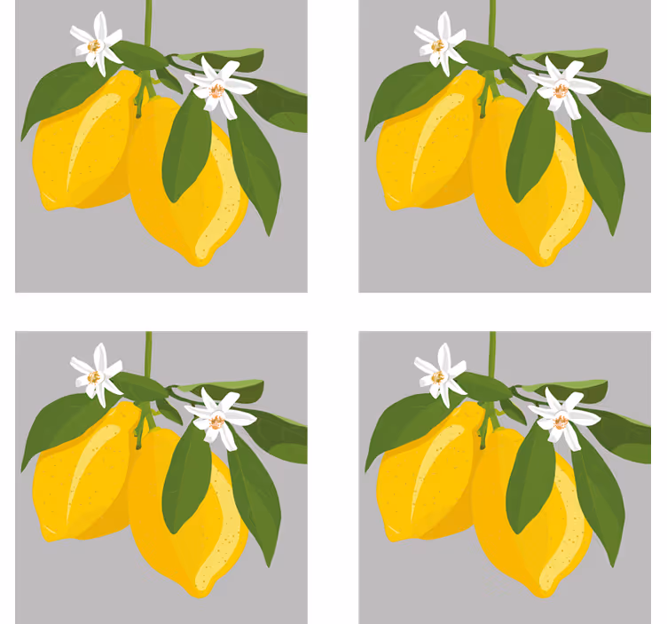 Podmetač za čaše moderan Žute limune s listovima - TenStickers