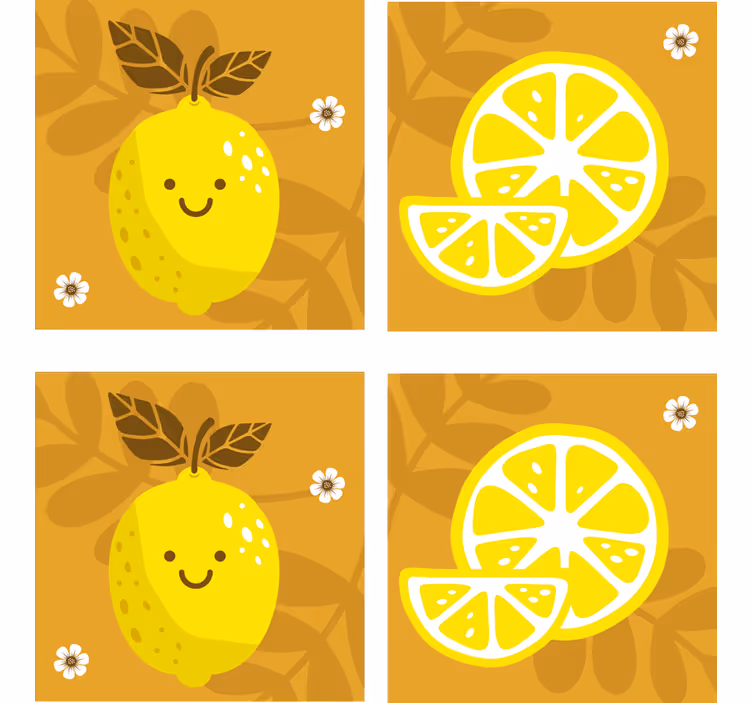Podmetač za čaše nakaza veseli limun i citrusi - TenStickers