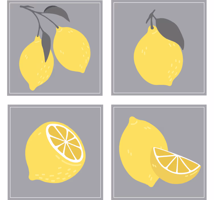 Podmetač za čaše set ilustracija limuna - TenStickers