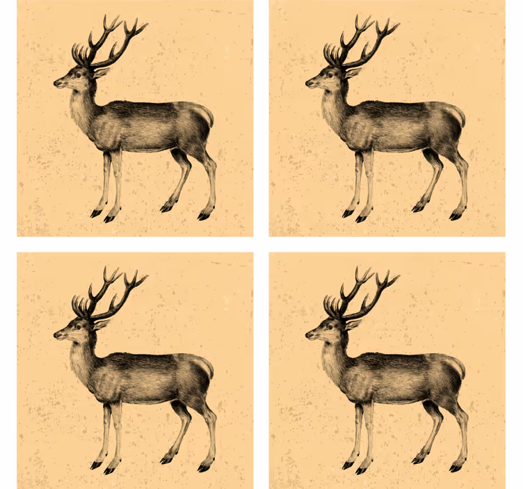 Prostirke za pivo s vintage ilustracijom jelena - TenStickers