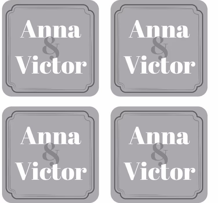 Podmetač za čaše vjenčanje s inicijalima para - TenStickers