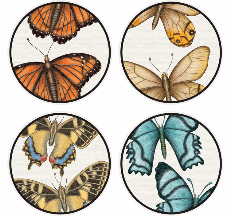 Podmetač za čaše nakaza šareni set leptira - TenStickers