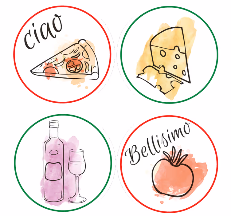 Podmetač za čaše prilagodljiv uz motive hrane i pića - TenStickers