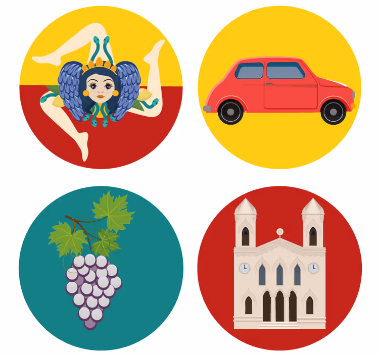 Podmetač za čaše moderan sicilijanske mitološke grožđe - TenStickers