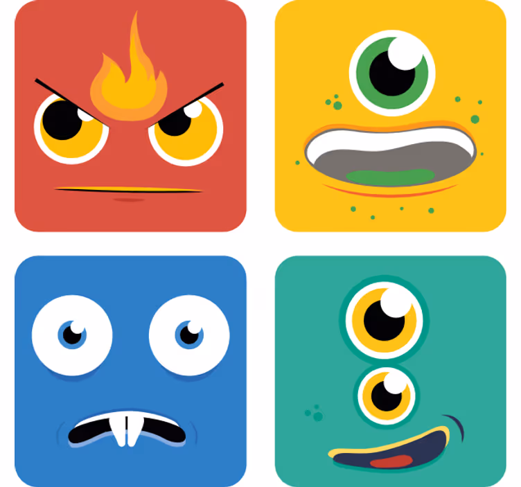 Podmetač za čaše nakaza Šarene lica čudovišta - TenStickers