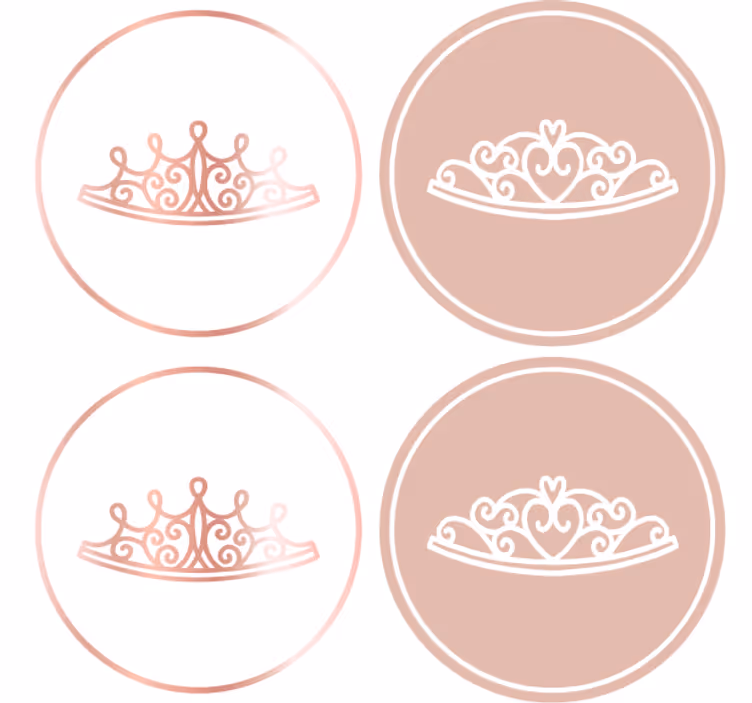 Podmetač za čaše moderan s elegantnim tiara ikonama - TenStickers