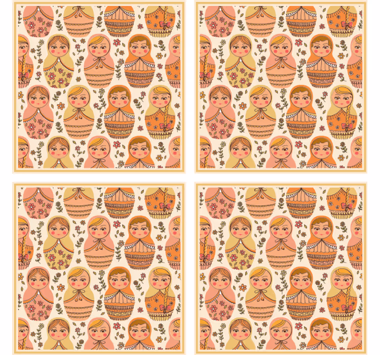 Podmetač za čaše nakaza s uzorkom šarenih matrjoški - TenStickers