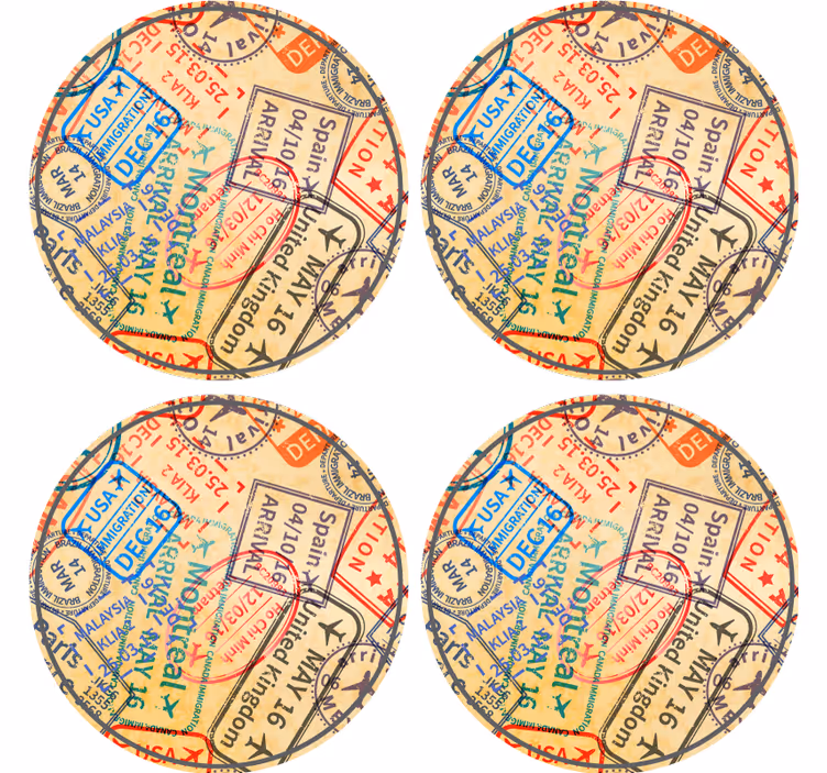 Putne marke moderni podmetač za čaše - TenStickers