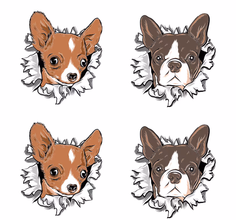 Podmetač za čaše nakaza chihuahua i bulldog lica - TenStickers