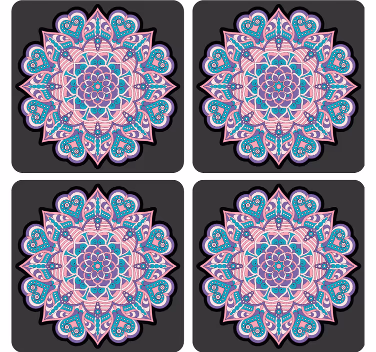 Podmetač za čaše nakaza Šarena srcasta mandala - TenStickers