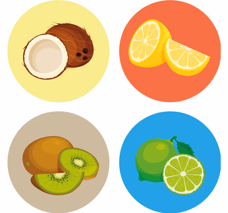 Podmetač za čaše moderan kolekcija ilustracija voća - TenStickers