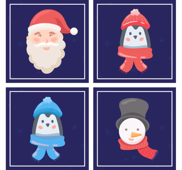 Podmetač za čaše božić lica djeda mraza i snjegovića - TenStickers