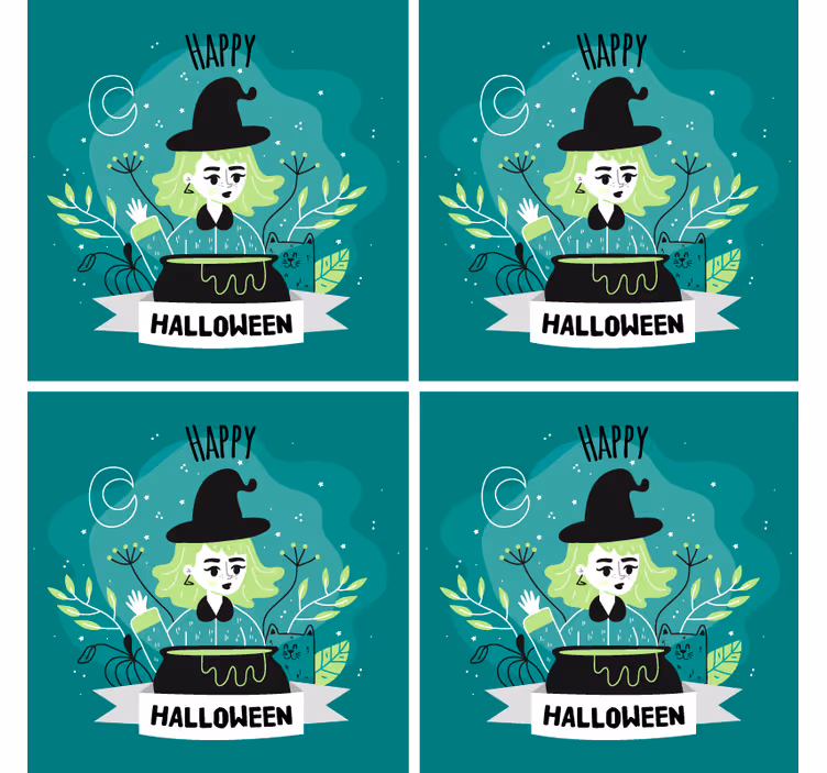 Podmetač za noć vještica vještica s kotlom - TenStickers