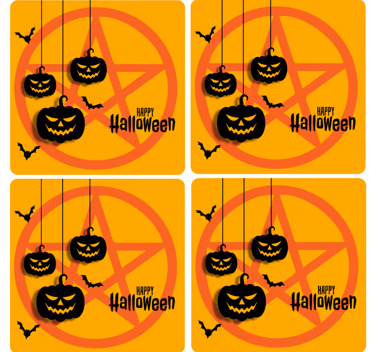 šišmiš na pentagram podmetaču za halloween - TenStickers
