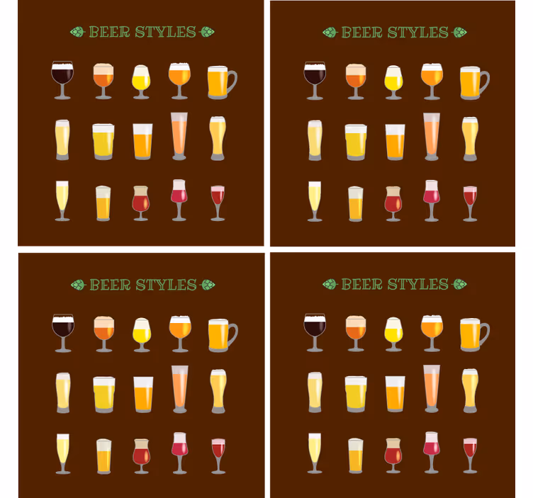 Različite čaše za pivo pivske prostirke - TenStickers