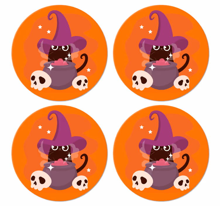 Mačka vještica šešir ilustracija podmetač za noć vještica - TenStickers