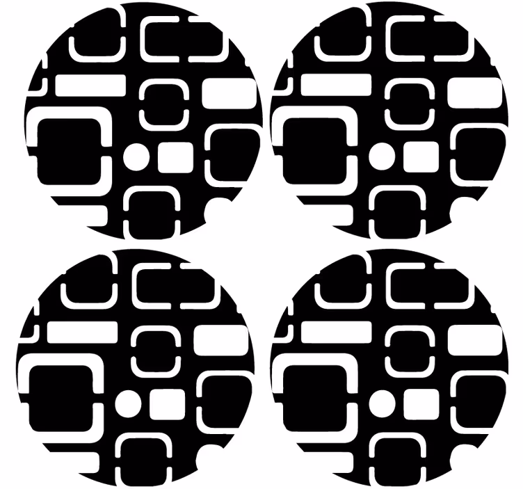 Podmetač za čaše s geometrijskim crnim motivima - TenStickers