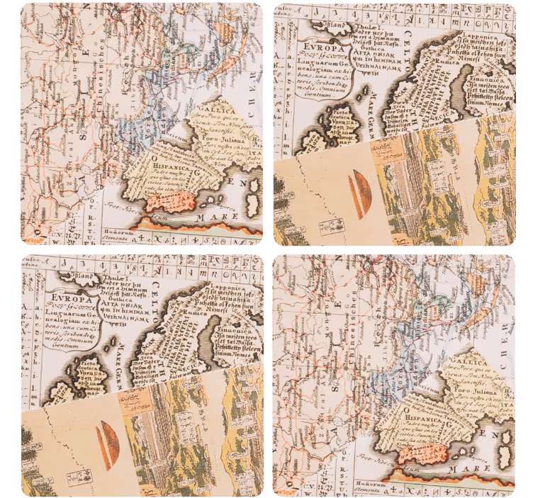 Podmetač za čaše berba s vintage mapama - TenStickers